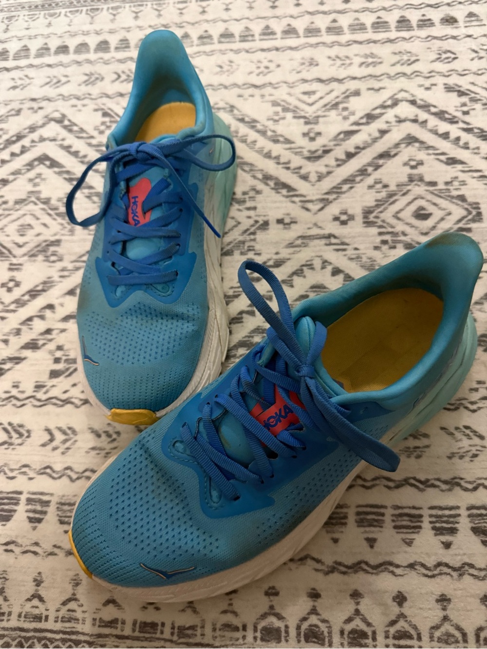 Hoka Women's Blue Sneakers with Yellow Accents